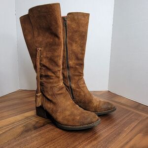 Born Beckett Riding Boots Brown Rust Distressed Leather Women's Size 7M NWOB